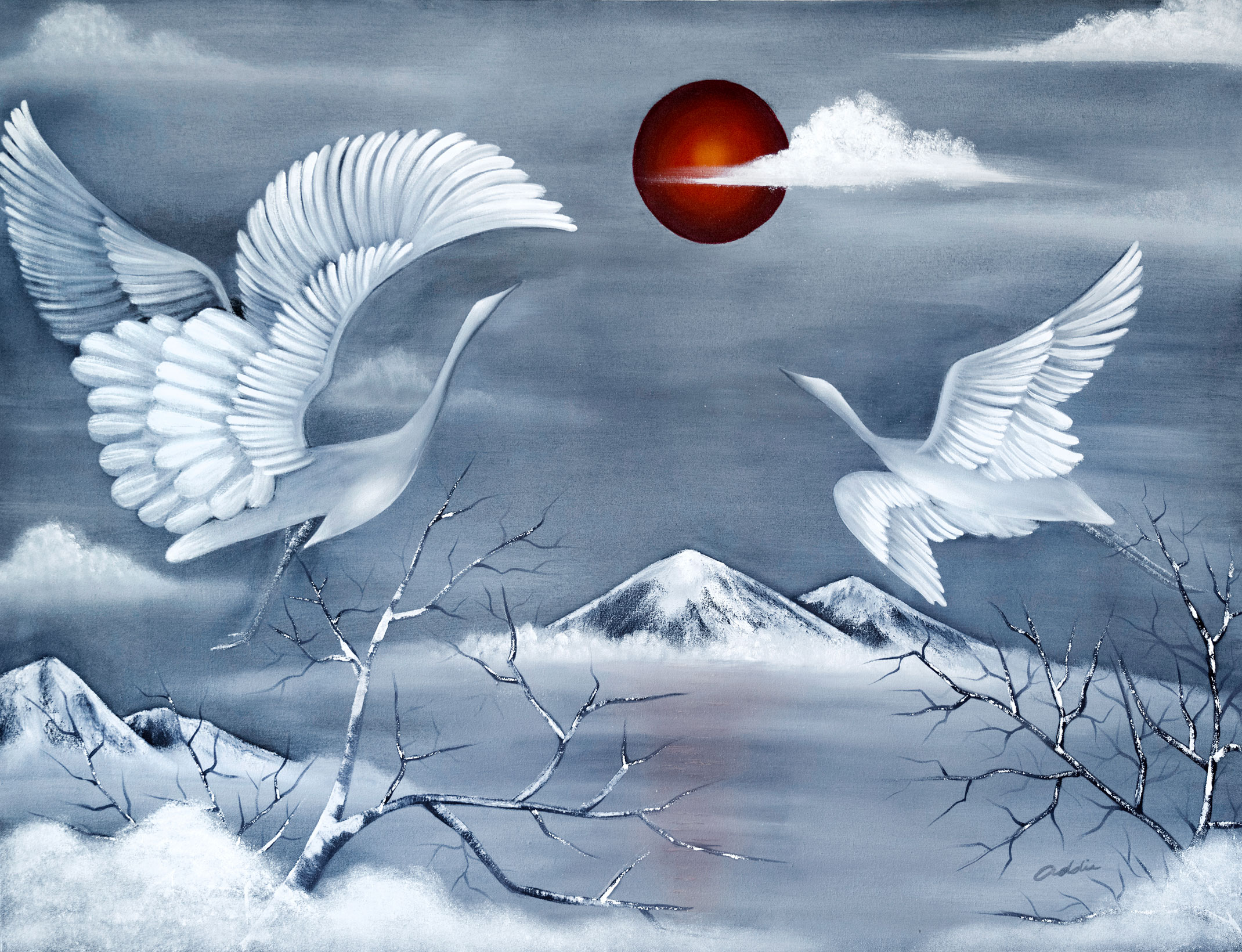 Egrets in Flight 1