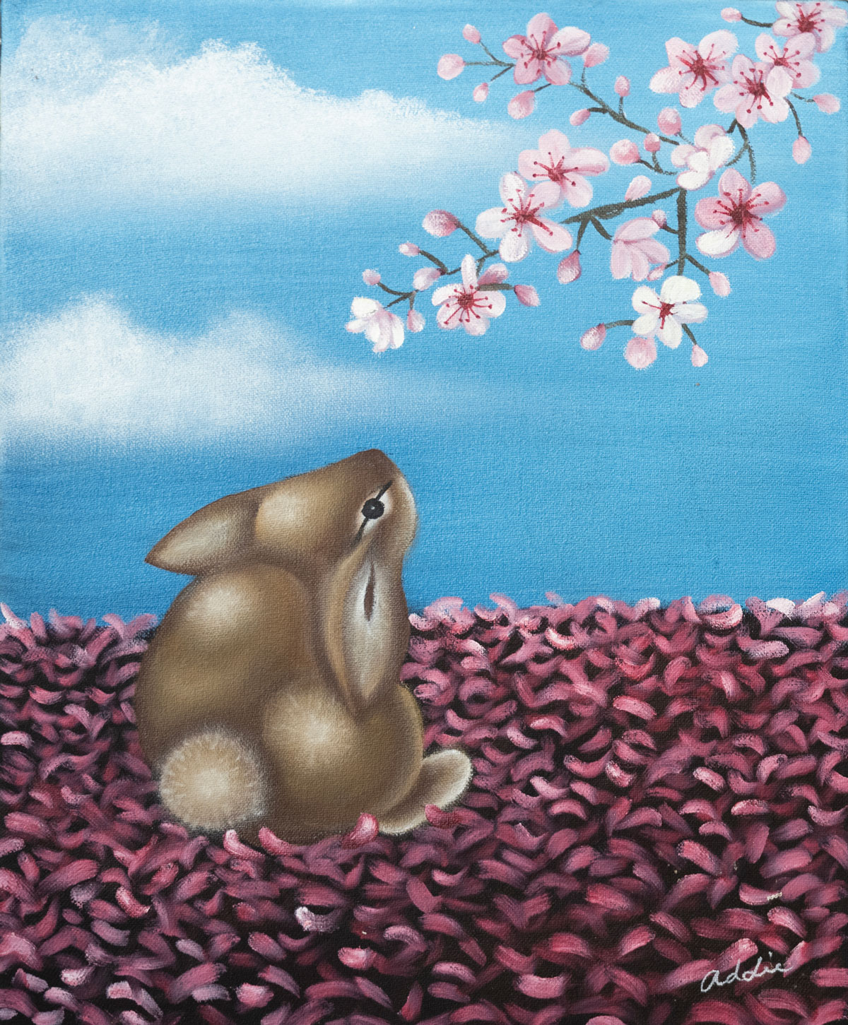 Rabbits in Spring 1 (Cherry Blossoms)